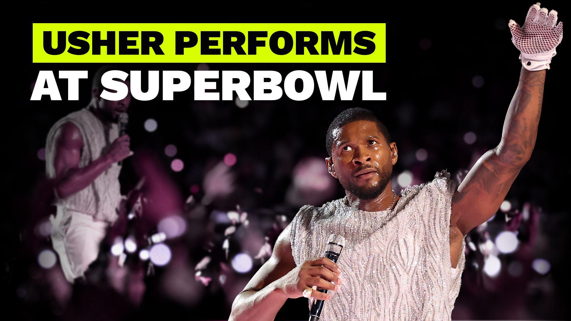 Usher performs at the 2024 Superbowl